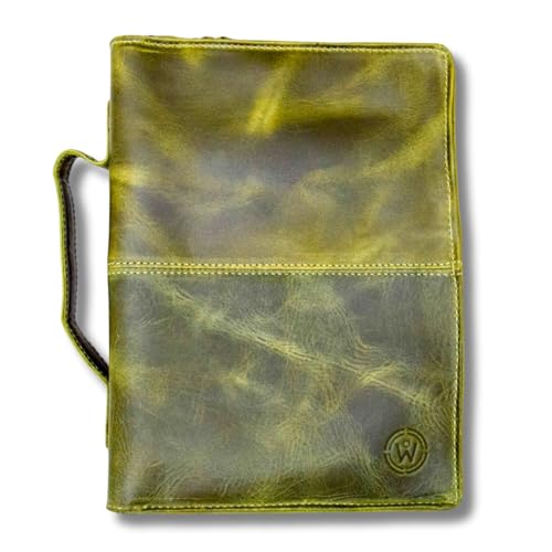 Full Grain, Natural Leather Bible Cover/Case with Zipper - Handmade (Dark Green)