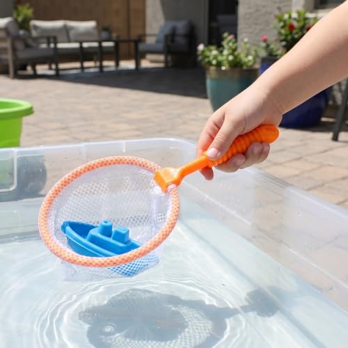 Toddmomy 4Pcs Kids Fishing Net Set, Small Fish Net with Non-Slip Handle, Safe Kids Fish Trap for Aquarium, Pool, Bath & Outdoor Nature Exploration