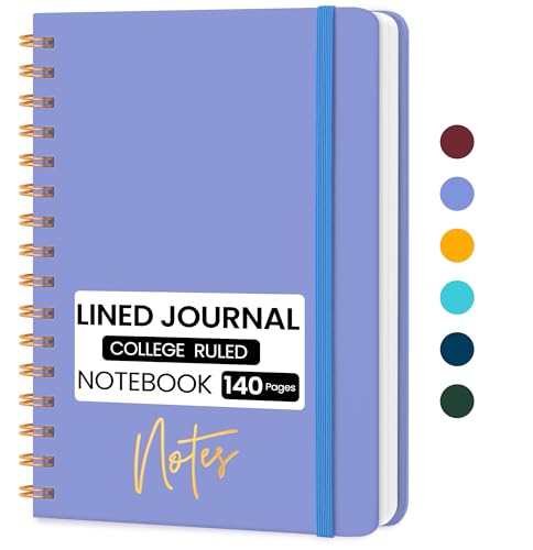 CICPAP Lined Spiral Journal Notebook, A5 College Ruled Notebook for Journaling, Note-Taking, and Daily Planning, Durable Hardcover with an Elegant Design, Periwinkle - color: G.Periwinkle