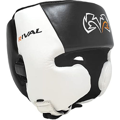 RIVAL Boxing RHG20 Traditional Headgear - Microfiber Inner Lining, Quick and Easy Adjustment, and Dual Density Foam Padding - color: Black/White, size: X-Large
