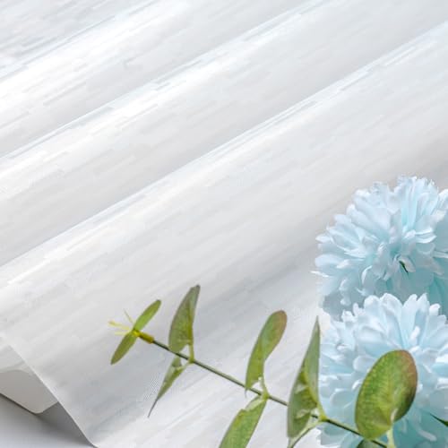 Haton Window Privacy Film, White Stripe Non-Adhesive, 23.6" x 78.7" | Static Cling Removable Frosted Glass Film, Blocks UV & Heat, Anti-glare Privacy Covering for Bathroom & Home Windows - color: White Stripe, size: 23.6" x 78.7"