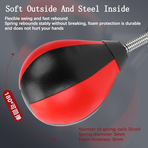 Boxing Speed Ball, Suction Cup Sandbag Height Adjustable Boxing Reflex Ball Speed Ball, 360° Rotating Wall-Mounted Leather Boxing Ball, Suitable for Men,Children,Adults - color: Black