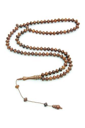 ihvan online, Islamic Prayer Beads (8mm – 99 Beads), Natural Stone Muslim Prayers Bead, Daily Dhikr Tasbeeh, Subha Tasbih Gift for Ramadan Hajj Umrah, Kuka Muslim Rosary, Istanbul cuts, Brown - color: Kuka istanbul - Brown, size: 8mm ( 99 Beads )