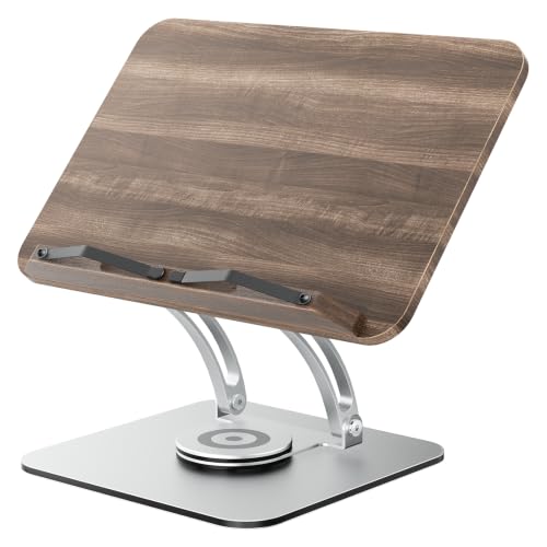 Tounee Adjustable Book Stand with 360° Swivel Base,Bright Silver - color: Bright Silver