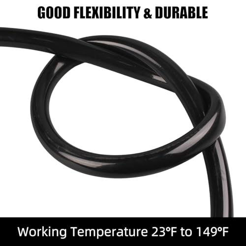 Black Vinyl Tubing 3/8" ID x 1/2" OD - 50 ft Flexible PVC Tubing with 4 Stainless Clamps, Lightweight Plastic Vinyl Hose Transfer Water Air Oil for Pond Fountain Garden. - size: 3/8" ID - 50FT