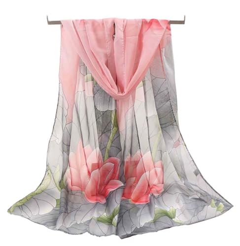 Xyueanlo Women's Chiffon Scarf Lightweight Scarves Fashion Elegant Floral Print Scarfs Shawls - color: Grey