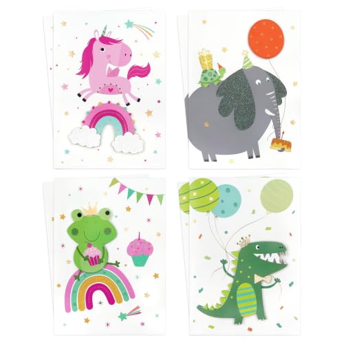 3D Sticker Animal Birthday Cards – 12 Pack with White Envelopes - color: Birthday 2