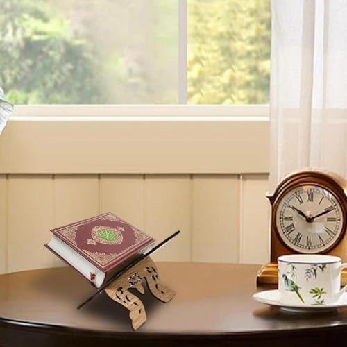 Wooden Quran Holder - Prayer Book Bible Stand, Wooden Quran Stand Desktop Book Stands for Display and Reading, Folding Book Stand Holder Eid Party Reading Supply