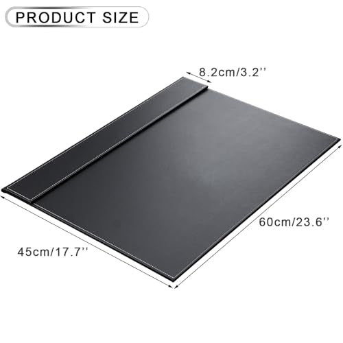 Ultra-Smooth PU Leather Desk Pad & Mat Office Desk Drawing & Writing Board A3/ A4 File Paper Clip Table Protector Mat on Top Large 24''x18'' (Black) - color: Black-a005
