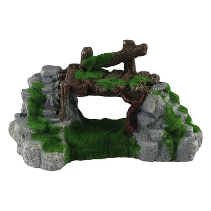 Fish Tank Decorations Bridge Ornament, Resin Craft Creative Fish Tank Ornaments Moss Rockery Shape Decoration DIY Landscaping(Green)