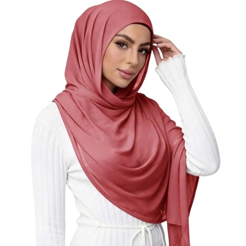Viscose Hijab Scarf for Women Muslim Cotton Jersey Hijab Fashion Long Scarf Shawls - color: Rosy