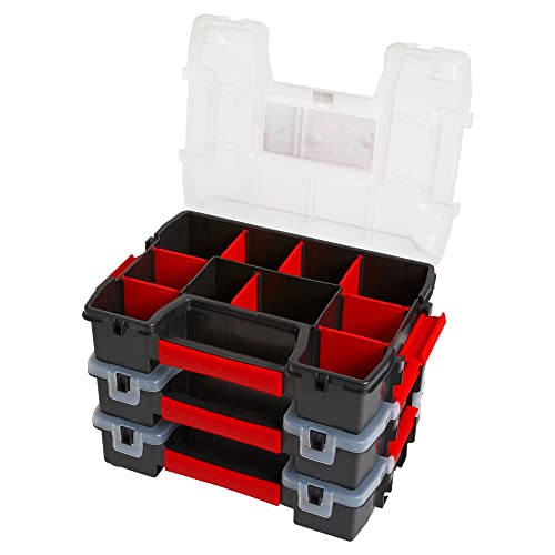 CRAFTSMAN Storage Organizer, Small Parts Organizer, 3-Packs with 10-Compartments, Lid Includes Secure Latch (CMST60964M) - size: 3 Pack (11.5" L x 2.5" W x 8.5" H), style: Triple Pack