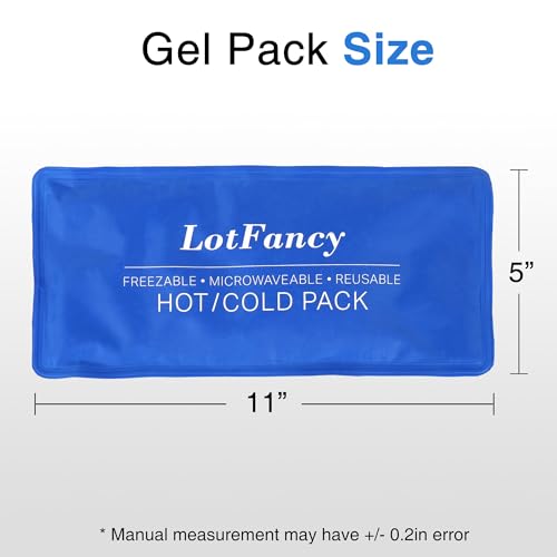 LotFancy Ice Pack for Injuries, 4 Reusable Hot Cold Packs for Therapy, Cooling or Heating Gel Pad for First Aid, Back, Shoulder, Neck, Head, Feet Pain Relief, 10.5 x 5 Inches - style: 11x5in(Pack of 4)