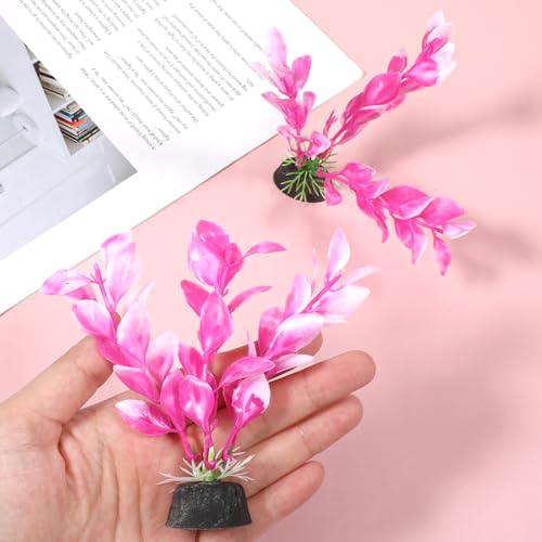 2 Pcs 4 Inch Small Aquarium Plants for Betta Fish Tank, Fish Tank Decorations Aquatic Water Grass Plastic Artificial Plant Reptiles Plants