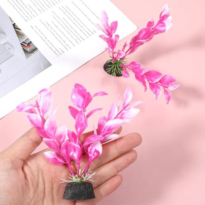 2 Pcs 4 Inch Small Aquarium Plants for Betta Fish Tank, Fish Tank Decorations Aquatic Water Grass Plastic Artificial Plant Reptiles Plants