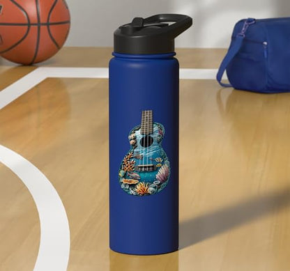 Ukulele Water Stainless Steel Insulated Water Bottle - color: Royal Blue