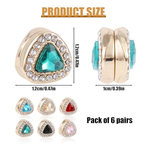 BOXOB 6 Pairs Multicolored Rhinestone Scarf Magnets, Hijab Pins for Women Scarves Niqab Muslim Islamic Hijab (Style 2) - style: 2