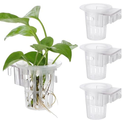 YARNOW 4Pcs Aquarium Plant Holder with Hooks - Hanging Hydroponic Pots for Aquarium, Fish Tank, Ideal for Plant Growth