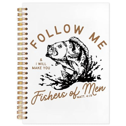 Retro Fish Christian Notebook,Bible Journal for Men, Matthew 4:19 Bible Verse Journal, Religious Scripture Spiral Notebook Journal for Note Taking, Christian Gifts for Women Men, 5.5x8.3 Inch - color: follow me