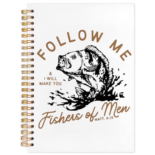 Retro Fish Christian Notebook,Bible Journal for Men, Matthew 4:19 Bible Verse Journal, Religious Scripture Spiral Notebook Journal for Note Taking, Christian Gifts for Women Men, 5.5x8.3 Inch - color: follow me