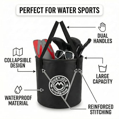 JustJoy Collapsible Waterproof Bucket, 50L Wet Gear Storage Tub for Surfing, Camping, Fishing and Car Trunk Organization, Portable Rinse Bucket for Wetsuits, Towels and Beach Gear