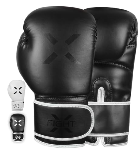 Professional Boxing Gloves Men Women – Pro Training Sparring Gloves, Heavy Bag, MMA Kickboxing Muay Thai Gloves – Hook & Loop with Wrist Support - color: Full black, size: 14oz