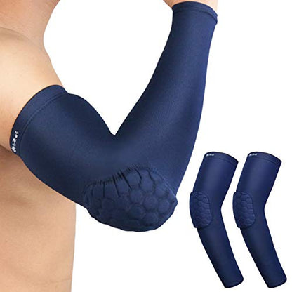 HiRui Elbow Pads for Teenagers Men Women, Elbow Brace Basketball Shooter Sleeves Arm Compression Sleeves - color: Navy Blue, size: XX-Large