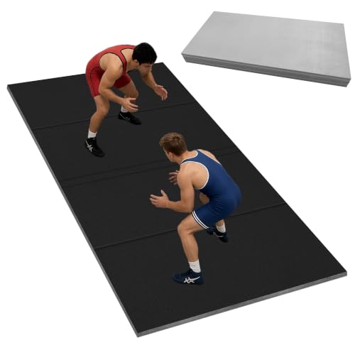 10' x 10' / 10' x 6.5' Martial Arts Mat, Foldable Wrestling & Grappling Mat with Thick XPE Foam, Non-Slip Home Gym Training Mat for BJJ, MMA, Judo & Fitness - size: 10ft*5ft