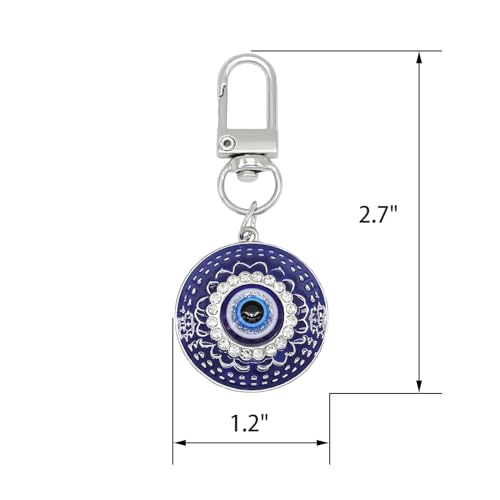 Evil Eye Keychain Hamsa Hand keychain Protection Charm for Men Women Car Key Ring Bag Purse Accessories - color: Silver Blue Eye