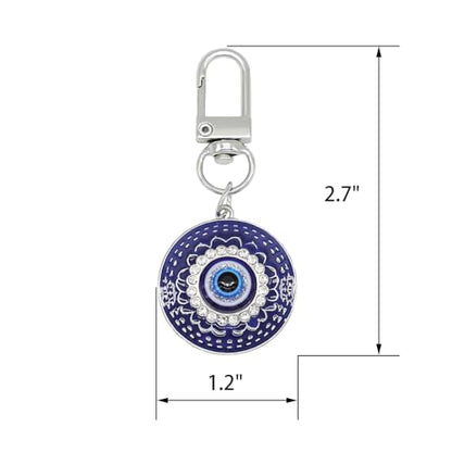 Evil Eye Keychain Hamsa Hand keychain Protection Charm for Men Women Car Key Ring Bag Purse Accessories - color: Silver Blue Eye