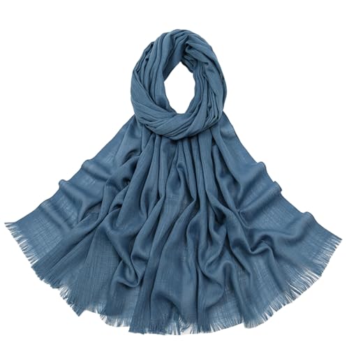 Women's Summer Scarf Lightweight And Soft Bamboo Cotton Headscarf - color: Denim Blue