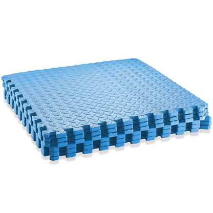 Philosophy Gym Pack of 6 Exercise Flooring Mats - 24 x 24 Inch Foam Rubber Interlocking Puzzle Floor Tiles - Blue - color: 24 Sq Ft, 1/2" Thick - Blue