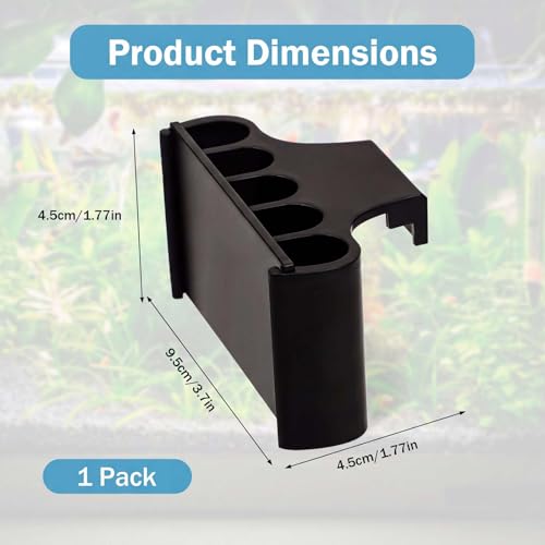 Hanging Aquarium Plant Holder, 5 Holes Plastic Aquatic Plant Cups, Fish Tank Plants Holder with Long Hook, Plants Basket for Aquarium Decoration on Top of Tank