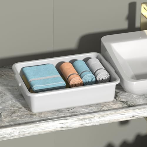 13 L Food Service Bus Tubs, Small Commercial Bus Tub Box, 4-Pack | Light Gray Plastic Wash Basin for Restaurant - size: 13 L