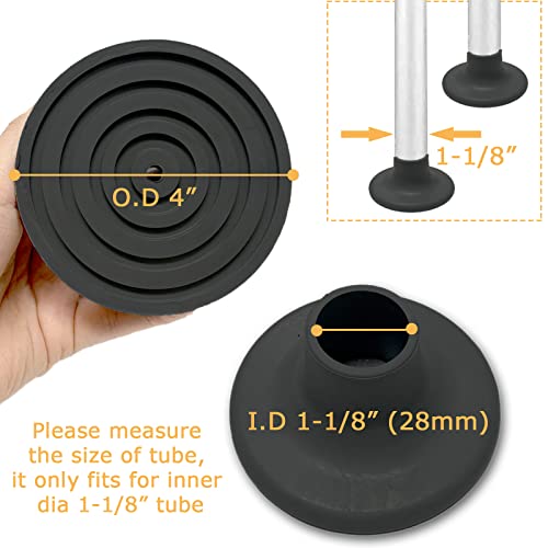 Toilet Chair Safety Replacement Feet, 1-1/8" Suction Cup Feet for Shower Stool and Transfer Bench, Anti Slip Rubber Cap Mats for Elderly Disabled, Black, 4 Pcs