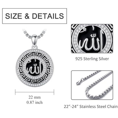 PELOVNY Allah Necklace for Men Women 925 Sterling Silver Islam Allah Pendant Chain Islamic Muslim Religious Jewelry Gifts - color: Allah-06