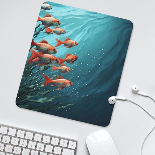 Square Mousepad Fish Aquarium Mouse Pad for Computer Mouse Mat Anti-Slip Rubber Mouse Pad for Office Laptop Waterproof Mouse Pads 11.8 * 9.8 * 0.1 Inch