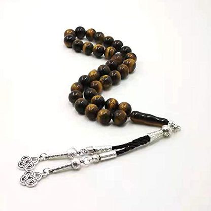 Natural Tiger Eyes tasbih Muslim Man misbaha Prayer Beads 33 66 99beads Arabic Fashion Rosary (8mm, 33 Beads) - color: 33 beads, size: 8mm