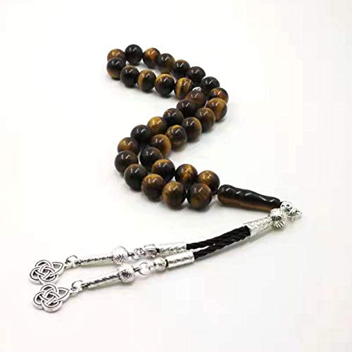 Natural Tiger Eyes tasbih Muslim Man misbaha Prayer Beads 33 66 99beads Arabic Fashion Rosary (8mm, 99 Beads) - color: 99 beads, size: 8mm