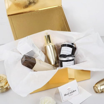 UoeRing 1 Pcs Gold Gift Box 11.5x8x4 Inch with Magnetic Lid | Collapsible Luxury Present Box,for Birthday,Christmas Holiday Gift Includes Card,Ribbon,Tissue Paper & Shredded Filler - color: 11.5x8x4 Inch-Gold-Pack of 1