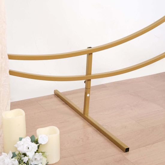 Tableclothsfactory 7.5ft Gold Metal Crescent Moon Wedding Arch Stand, Curved Flower Balloon Frame
