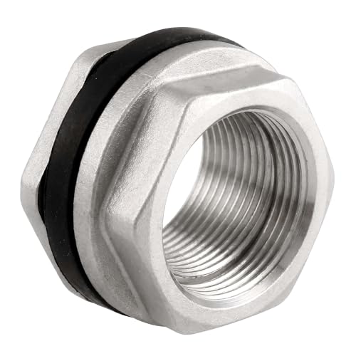 1 PC Stainless Steel Water Tank Connector, 1 Inch Water Tower Fish Tank Adapter, Female Thru-bulk Fitting Bulkhead for Home & Garden - size: 1 Inches
