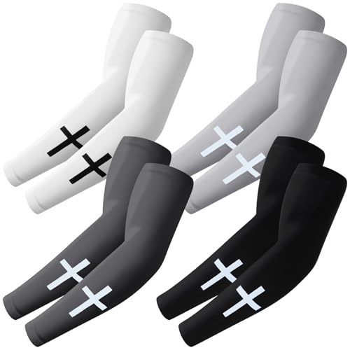 Shyyween 4 Pairs Faith Cross Arm Sleeve for Baseball Football - color: Classic Color