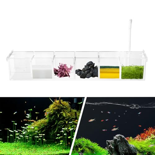 6 Grides Fish Tank Filter Transparent Acrylic Filter Box 6 in 1 Aquarium Overflow Box Canister Filters for Aquarium for Restaurant Home Hotel (6 Grides)