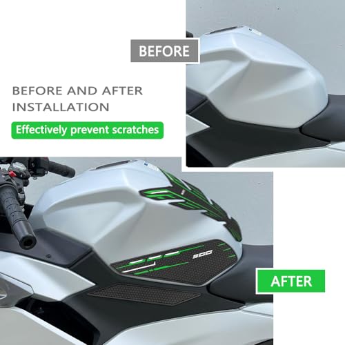 for Ninia 500 Z500 Ninja 500 SE ninja500 2024 2025 2026 New Accessories Side Fuel Tank Pads Protection Stickers Decals Fuel Tank Knee Pads Traction Pads Fuel Tank Pads Anti-Slip Side - color: Green