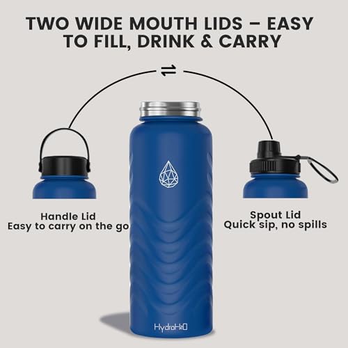 32oz Stainless Steel Insulated Water Bottle, 48H Ice Cold & 24H Hot, Leak-Proof Wide Mouth Lids (Straw & Spout), BPA-Free Bottles, Mens Water Bottle for Gym, Hiking, Travel - Blue - color: Blue, size: 32 Ounces