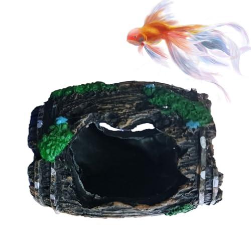 Fish Tank Decor Broken Barrel Design Artificial Ornament | Fish Aquarium Decor for Betta Shrimp Turtle Jellyfish Reptile Small Pets Freshwater Saltwater
