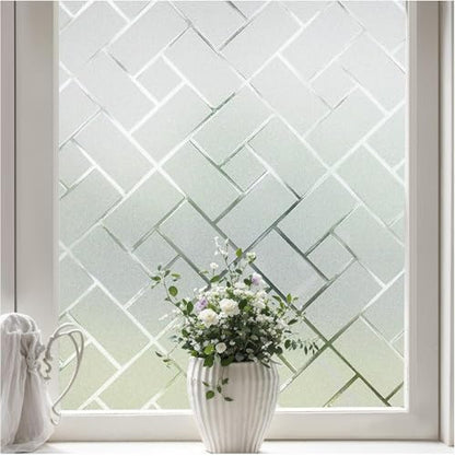 Coavas Window Privacy Film UV & Sun Blocking No Glue 17.5"x78.7" Frosted | Static Cling Removable Anti Glare Heat Control Day and Night Frosted Glass Window Film for Bathroom Home Office - color: White, size: 17.5 x 78.7 Inch