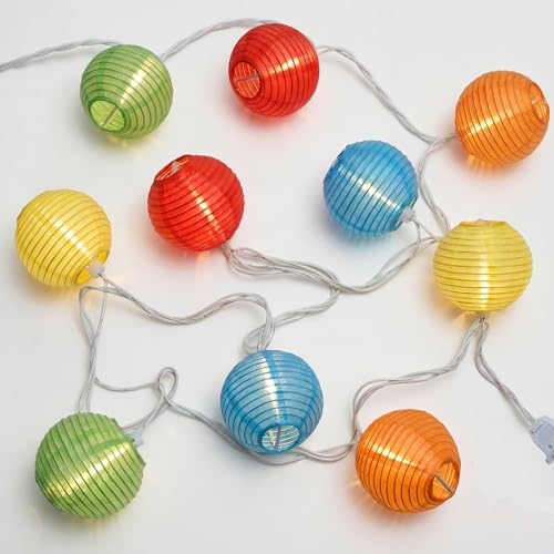 SUNSGNE Lantern String Lights, 8.5FT Indoor Lantern Christmas Lights with 10 LED Colorful Lanterns for Home Patio Party Wedding Bistro Indoor Bedroom Decoration - color: Multicolor Lantern
