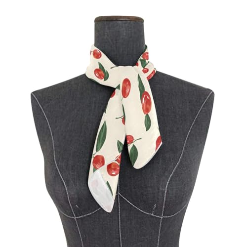 Bolaz Women's Square Silk Hair Scarves and Wraps Headscarf Abstract Head Neck Scarf Bandana 24inch - color: Red Dates Cherry Tomato